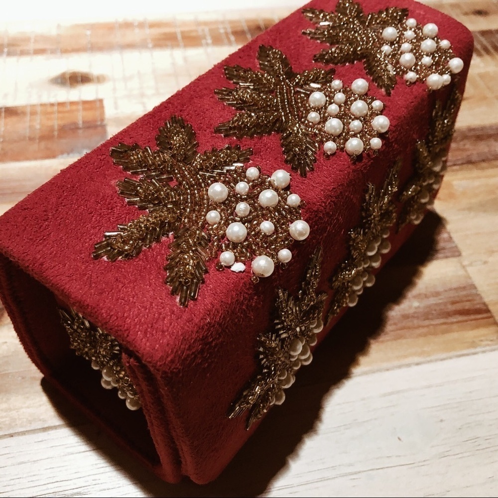 Embroidered Suede Clutch Purse - Picture 3 of 5